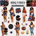 BBQ Vibes Sticker Pack, Black Women, Summer Cookout, Patriotic Planner Stickers