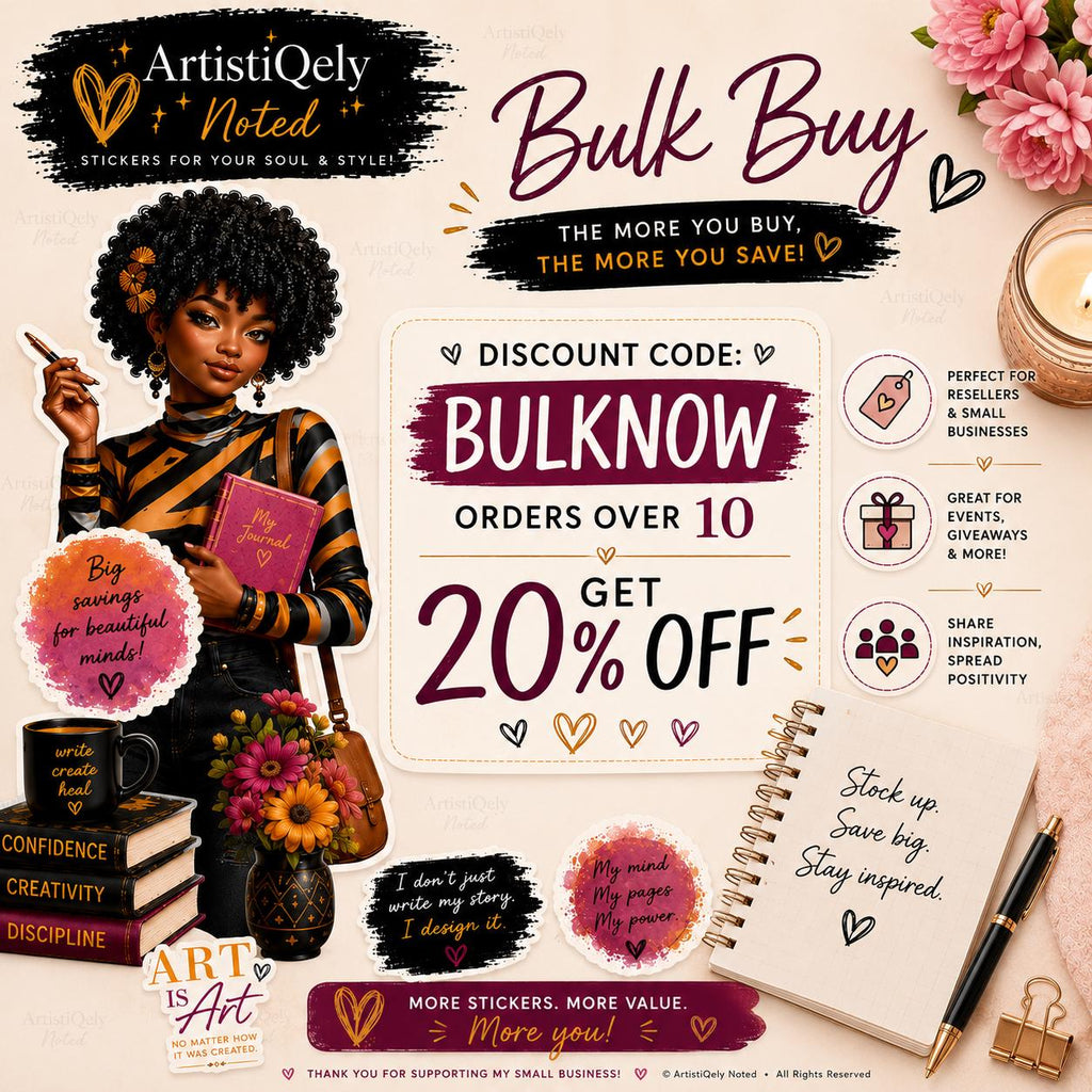 Black Girl Journaling Doll Stickers | African American Vinyl Planner Art