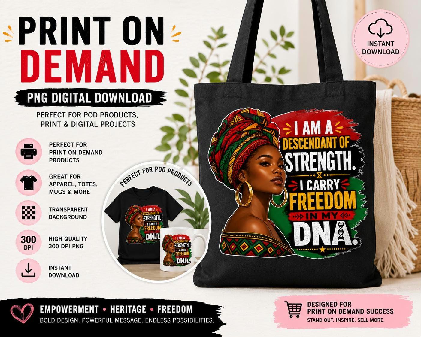 Juneteenth Black Woman Green Red Headwrap PNG Digital Download