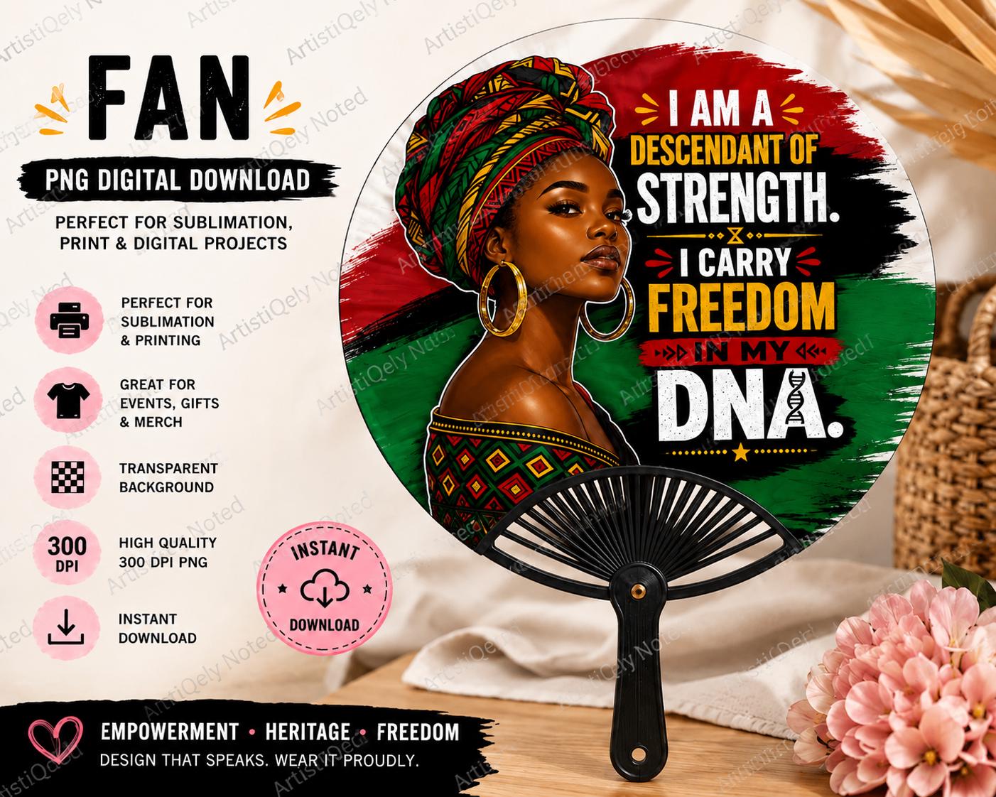 Juneteenth Black Woman Green Red Headwrap PNG Digital Download