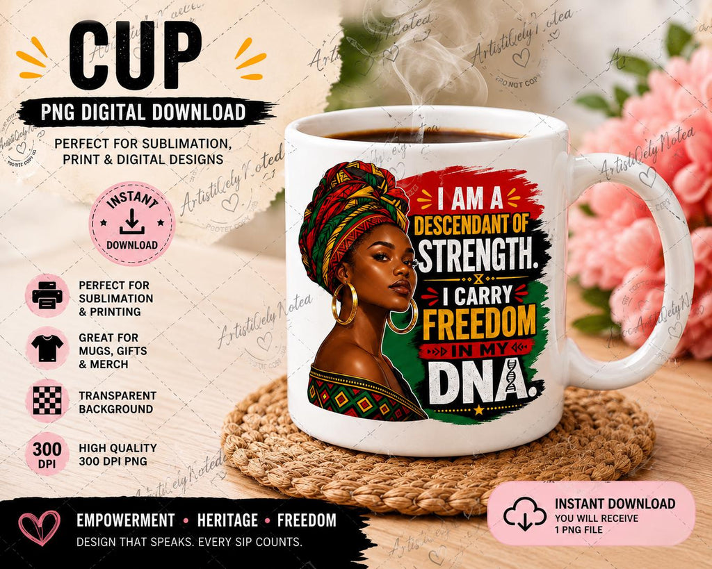 Juneteenth Black Woman Green Red Headwrap PNG Digital Download