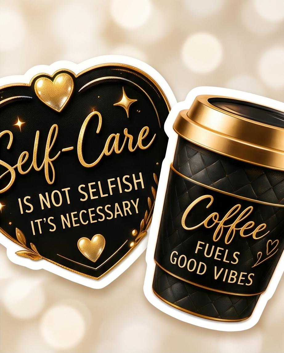 Black and Good Vibes Sticker Bundle | PNG Digital Download | Self-Care & Positive Affirmation
