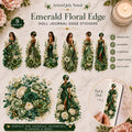 Emerald Green  Floral Edge Goddess Dolls Sticker Collection, Journals and Planners Digital Download