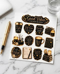 Black Good Vibes Vinyl Sticker Bundle Self-Care & Positive Affirmation,Journal, Planner Scrapbooks