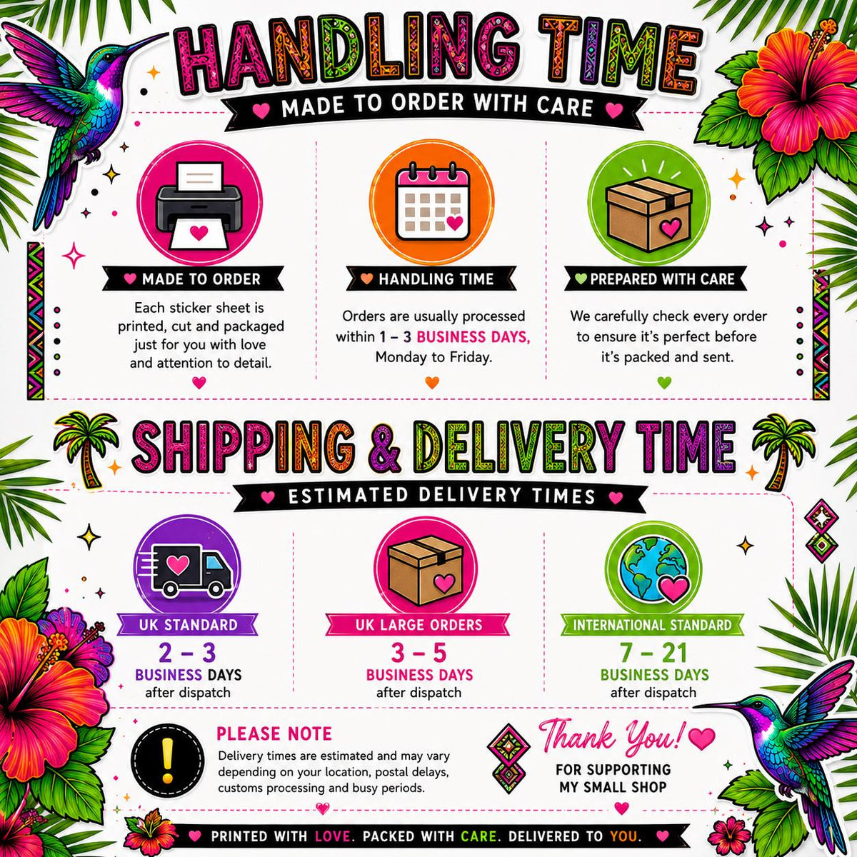 Afro-Tropic Paradise Sticker Sheet | Tropical Hummingbird Vinyl Stickers | Island Vibes Planner Stickers | Waterproof Scrapbook Decor