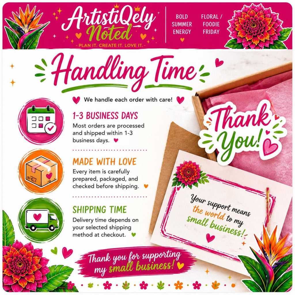 Tropical Floral Sticker Sheet | Summer Dahlia, Bird of Paradise, Foodie Quotes