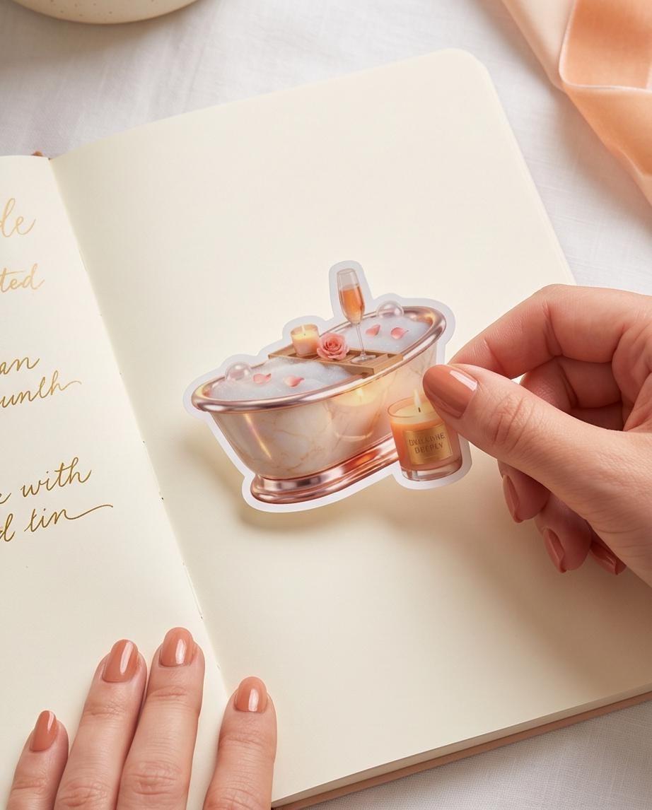 Peach Serenity Self-Care Vinyl| Cozy Wellness Planner Stickers | Soft Life Journal Decals | Spa & Relaxation Stickers