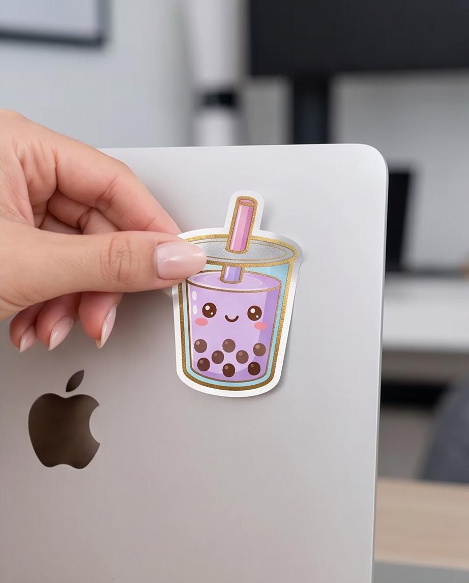 Kawaii Treats Cute Food Vinyl Sticker Sheet | Bubble Tea Donut Pizza Sushi Cupcake | Waterproof Planner Laptop Decals