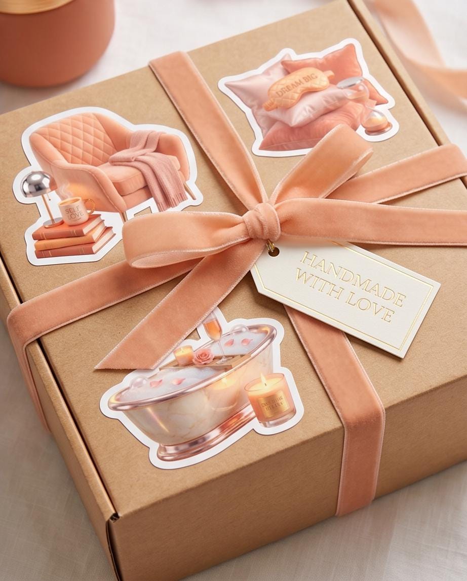 Peach Serenity Self-Care Vinyl| Cozy Wellness Planner Stickers | Soft Life Journal Decals | Spa & Relaxation Stickers