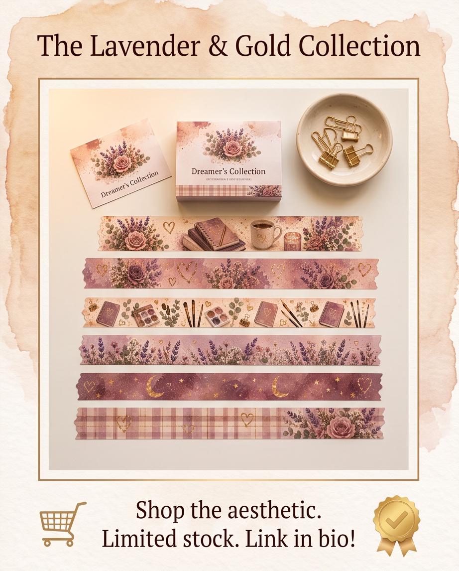 18 Lavender & Rose Cottage Washi Tape Sticker Set | Purple Floral Washi Strips | Planner Washi Stickers | Journal Borders