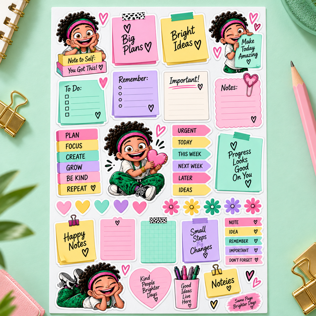 Joyful Vibes — closeup luxury sticker sheet lifestyle mockup