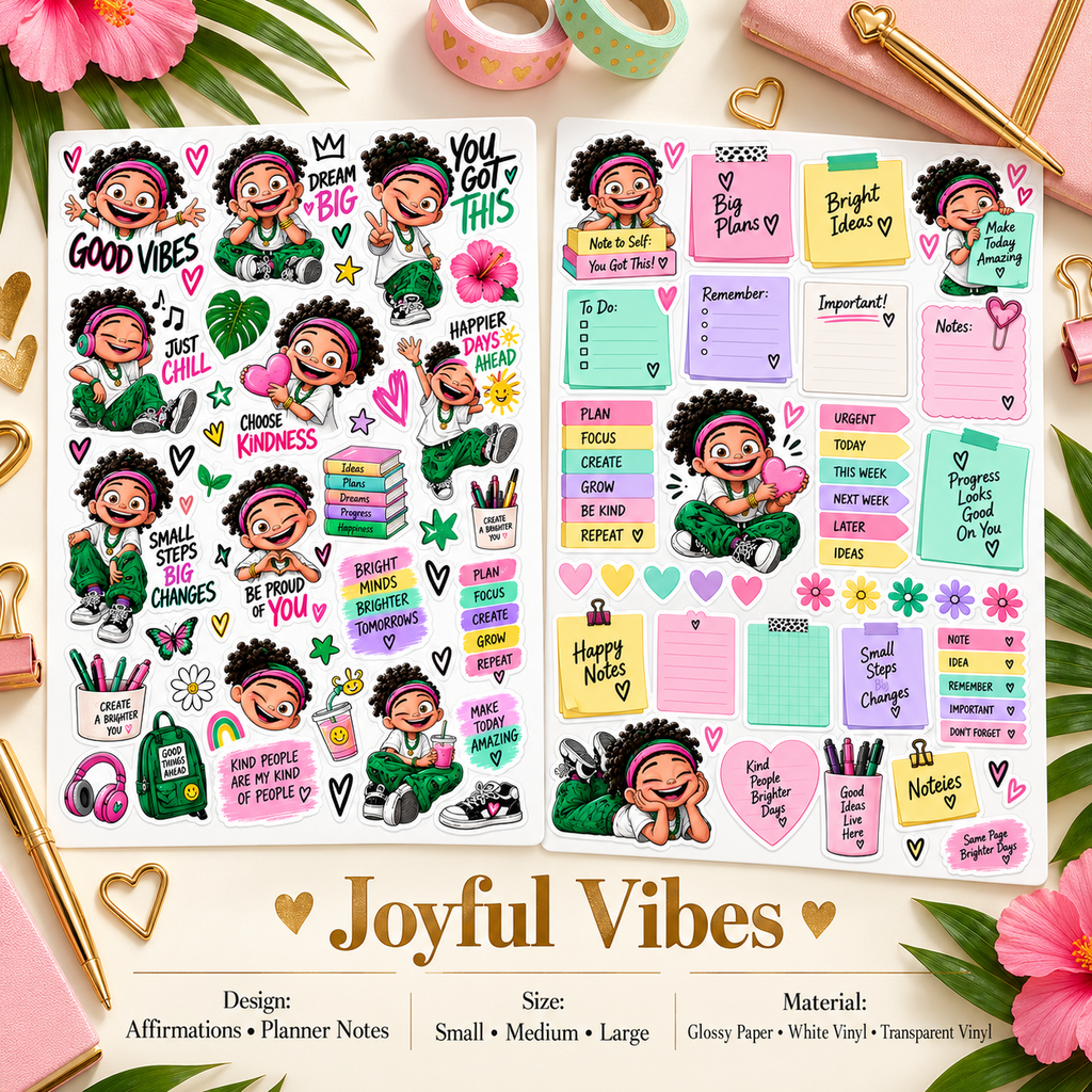Joyful Vibes — guide luxury sticker sheet lifestyle mockup