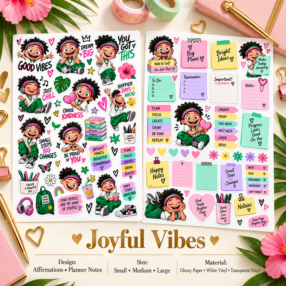 Joyful Vibes — guide luxury sticker sheet lifestyle mockup