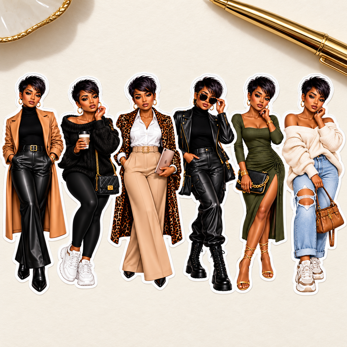 City Chic Fashion Dolls six sticker design close-up