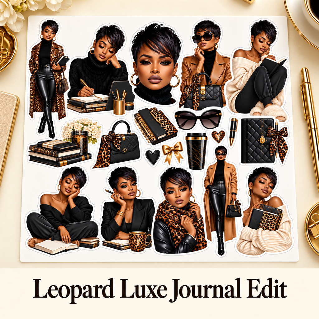 Leopard Luxe Journal Edit named sticker sheet