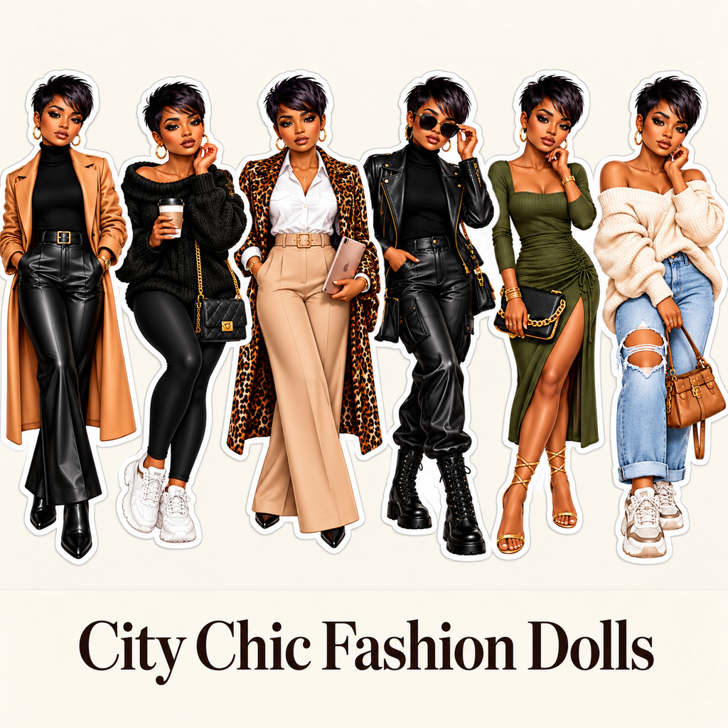 City Chic Fashion Dolls named sticker sheet