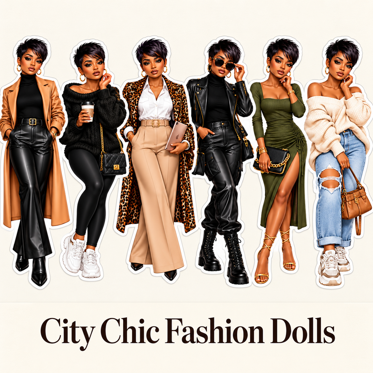 City Chic Fashion Dolls named sticker sheet