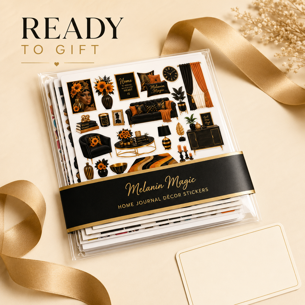 Melanin Magic home journal decor stickers in gift-ready presentation