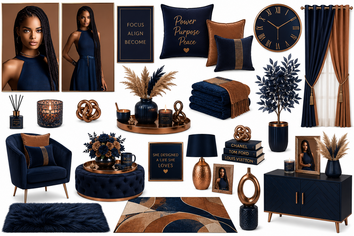 Navy Copper Power home decor sticker sheet