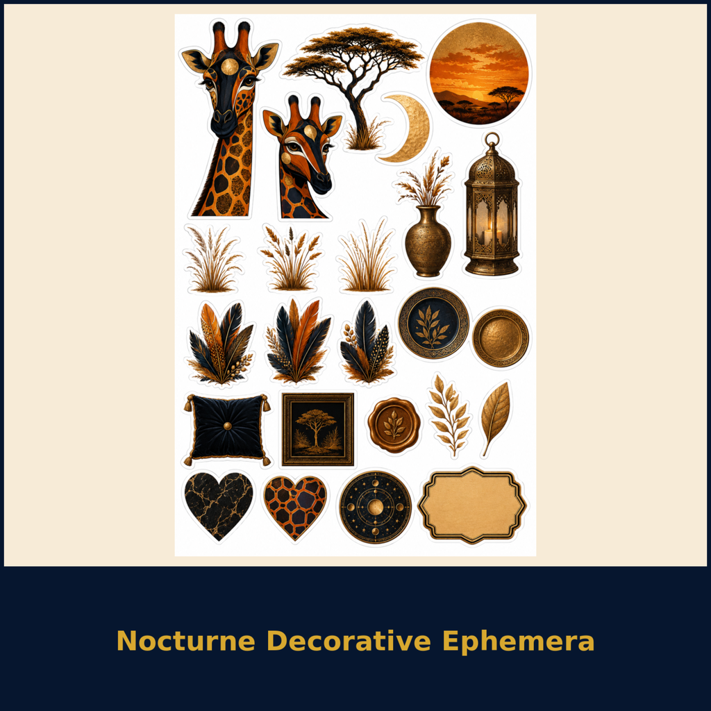 Nocturne Decorative Ephemera sticker sheet design