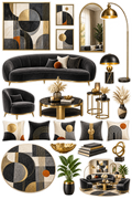 Noir and Gold Geometry home decor sticker sheet