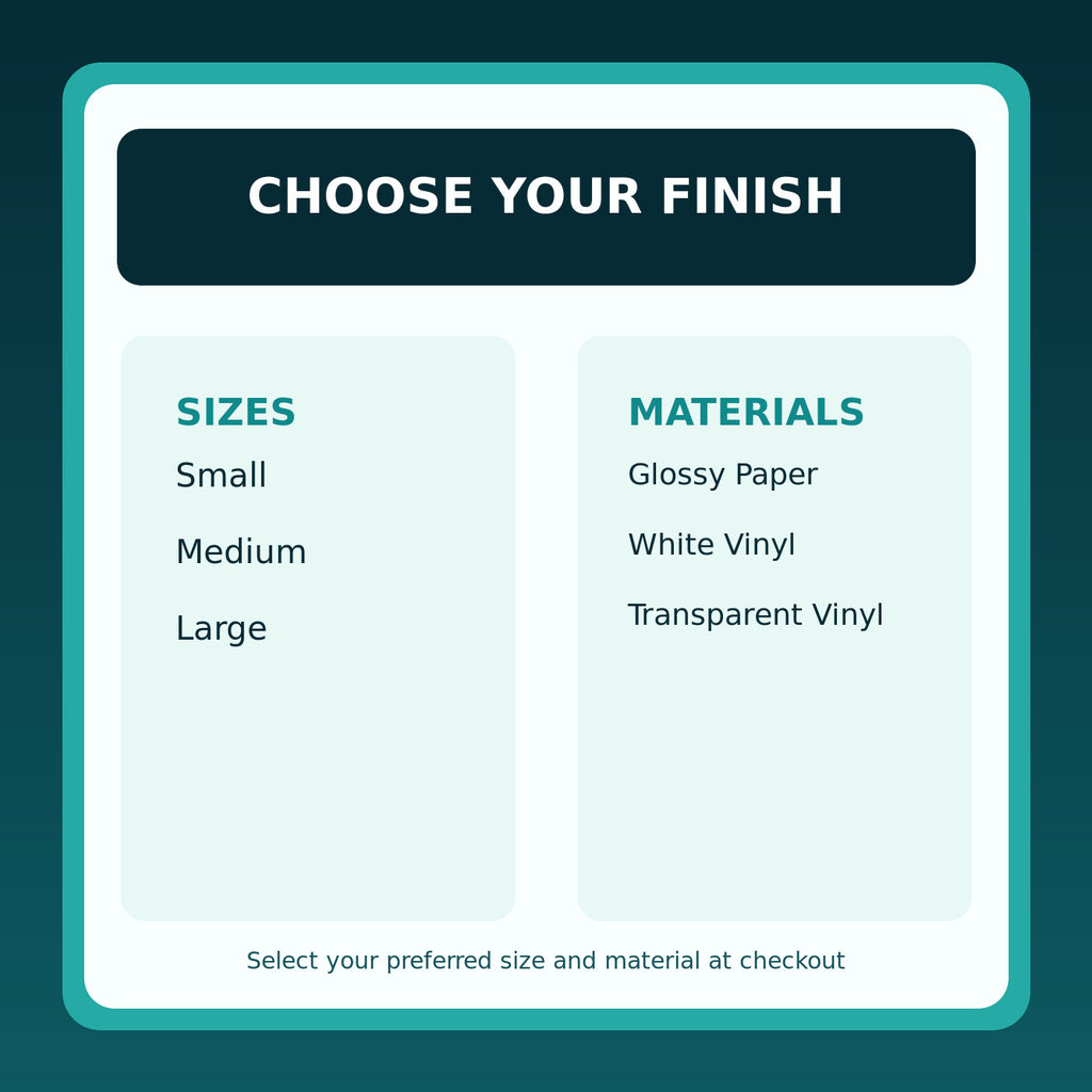 Size and material options for the Nurse Power sticker set