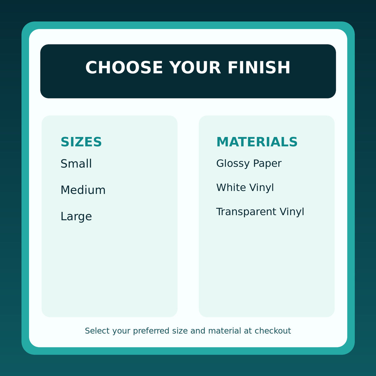 Size and material options for the Nurse Power sticker set