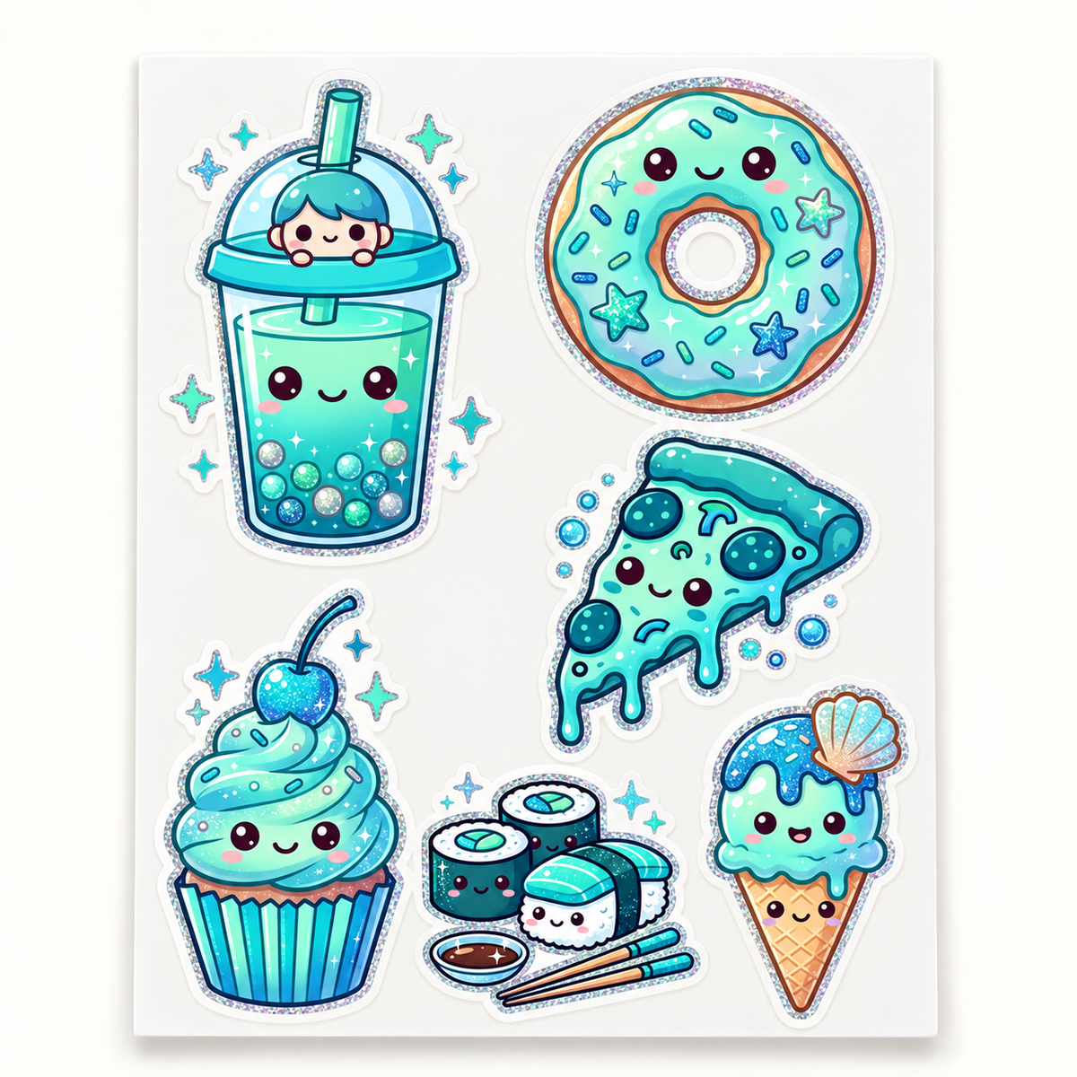 Sparkle Treats sticker sheet detail on white