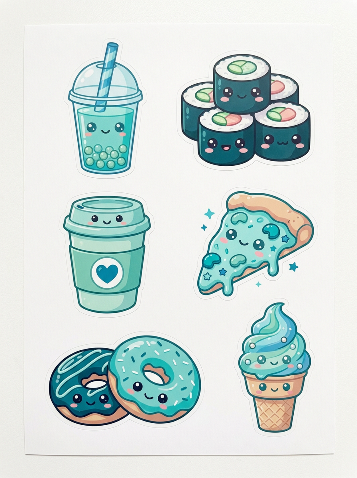 Simple Cafe original teal food and drink sticker artwork