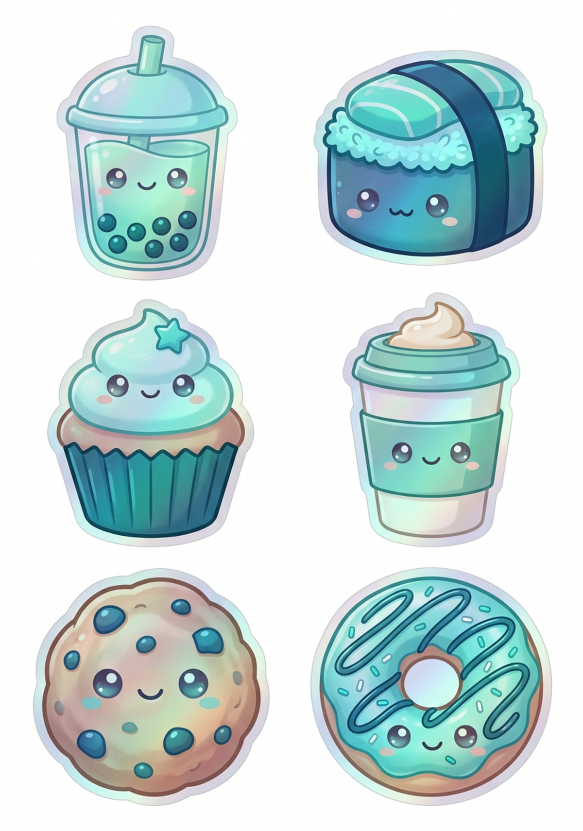 Sweet Cafe Mix original teal food and drink sticker artwork