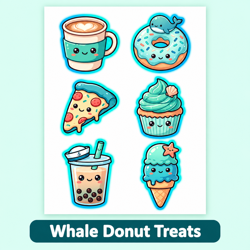 Whale Donut Treats labelled design image