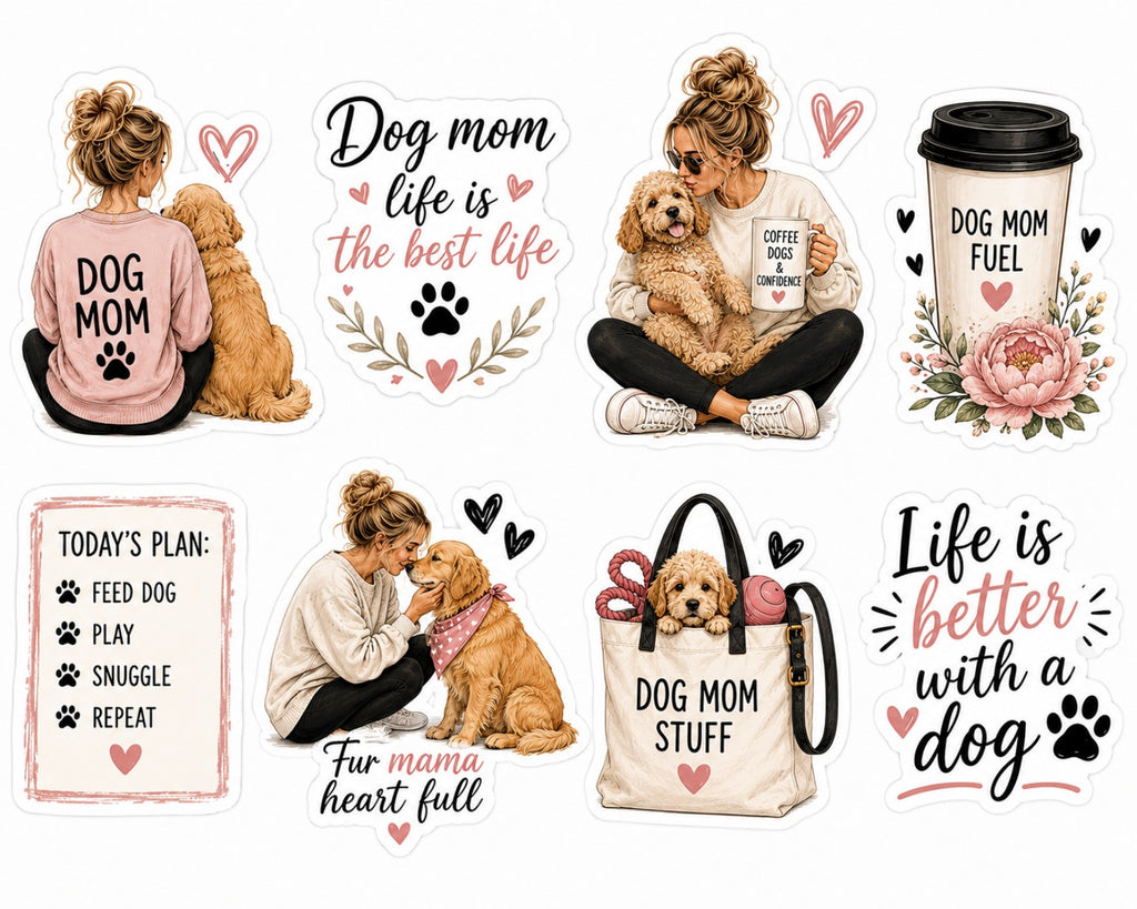 Pink Dog Mum Essentials One sticker sheet design
