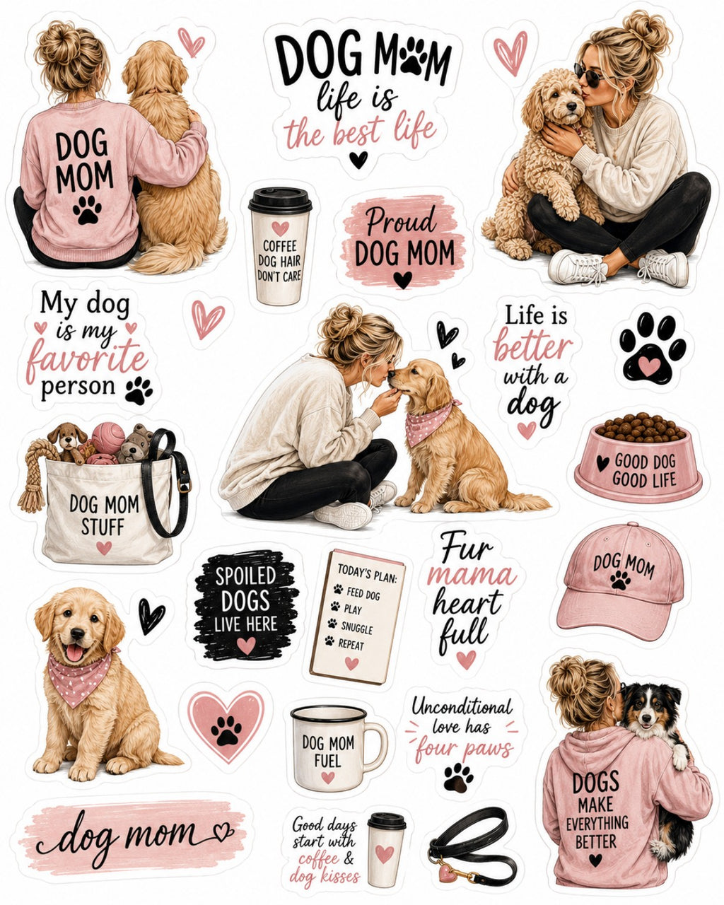 Pink Dog Mum Moments sticker sheet design