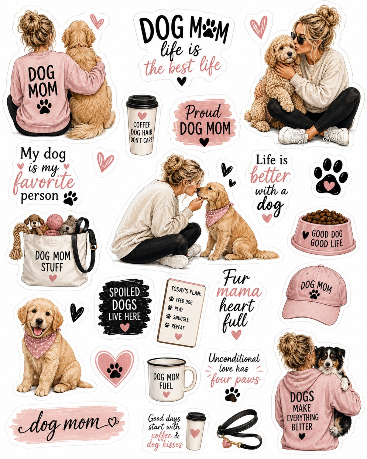 Pink Dog Mum Moments sticker sheet design