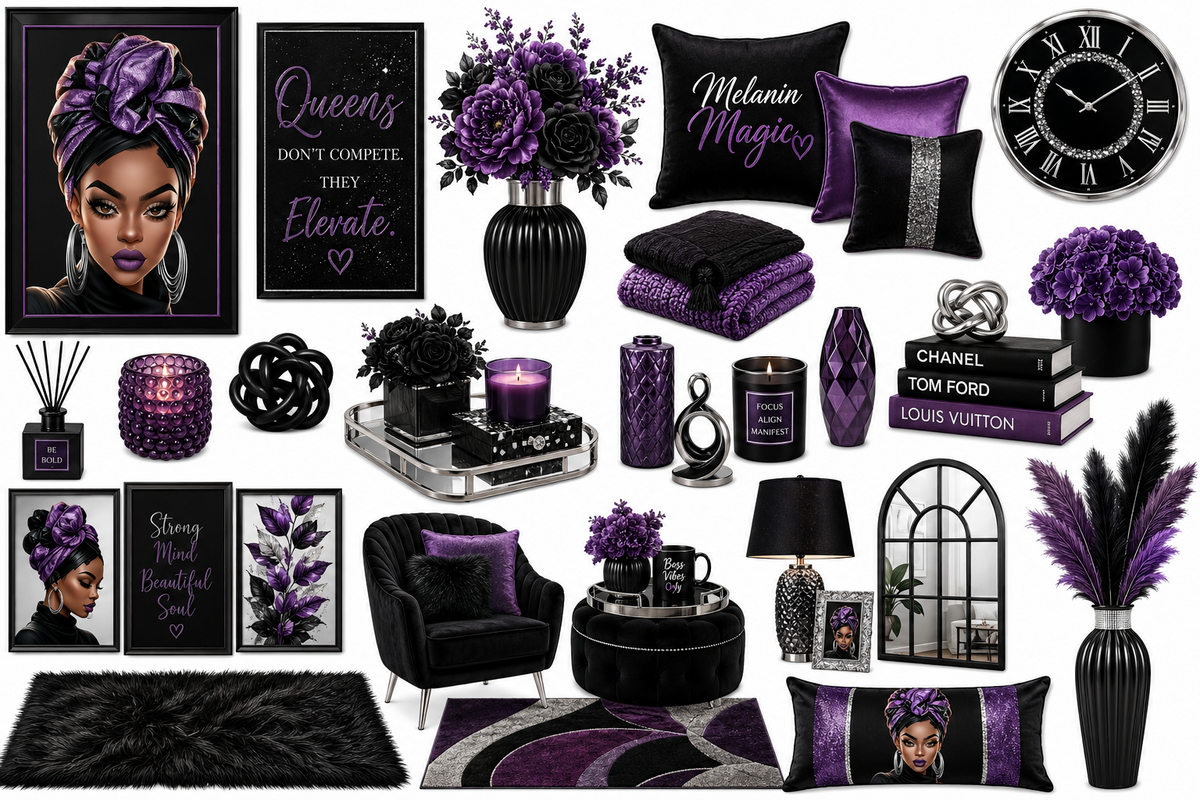 Purple Queen Luxe home decor sticker sheet