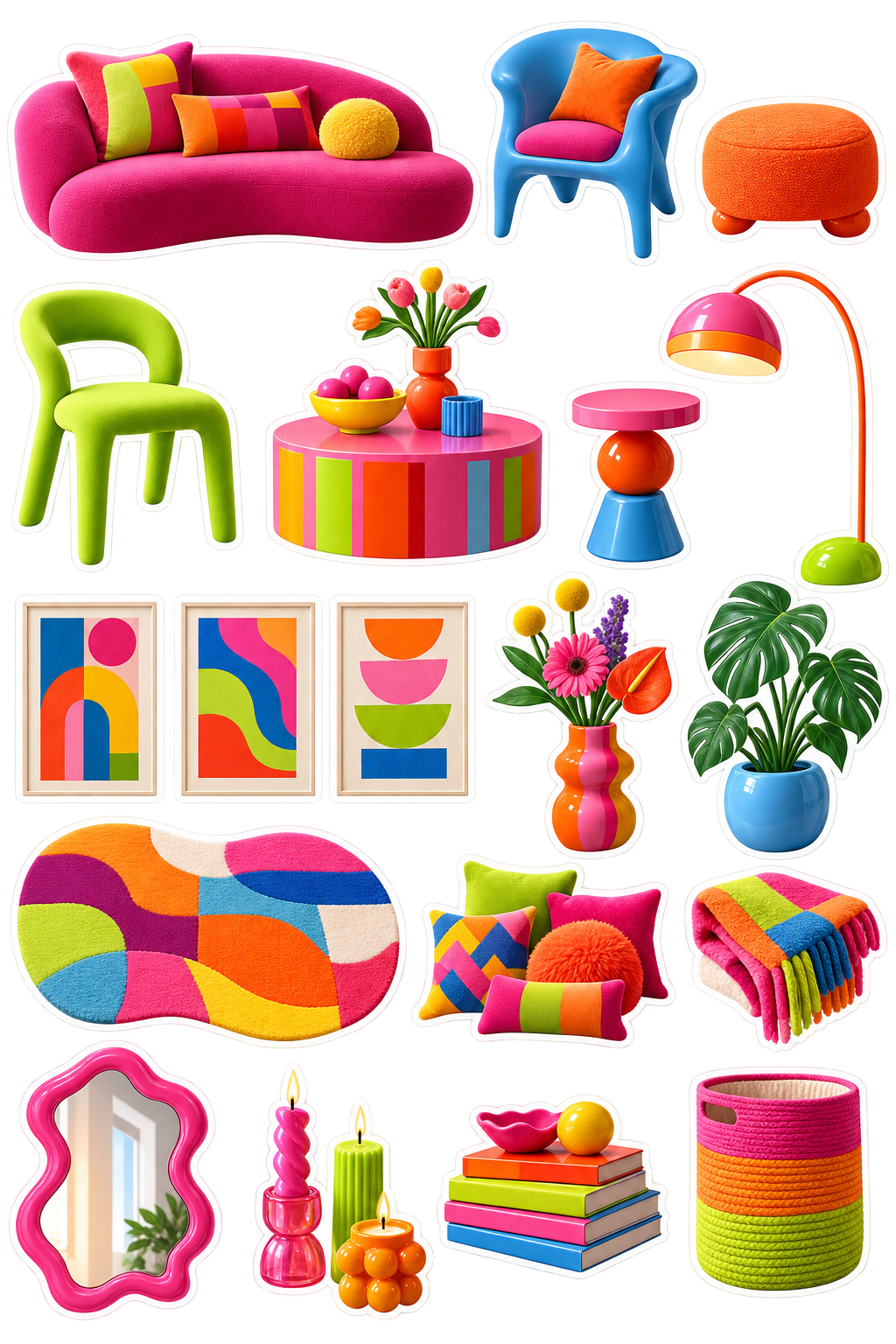 Rainbow Retro Pop home decor sticker sheet