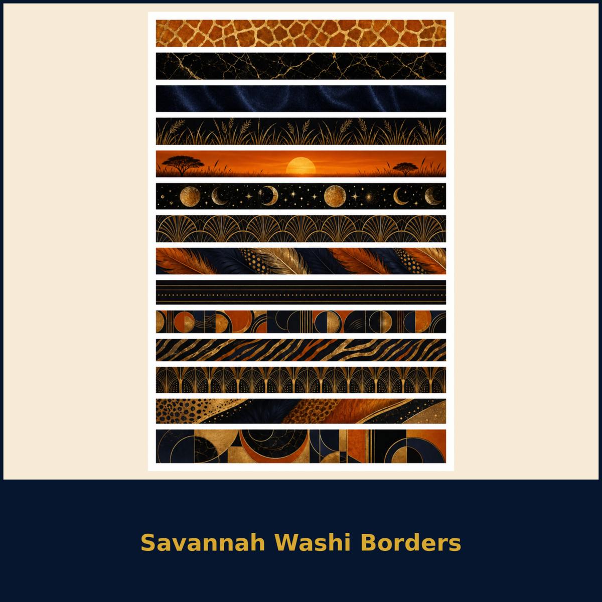 Savannah Washi Borders sticker sheet design