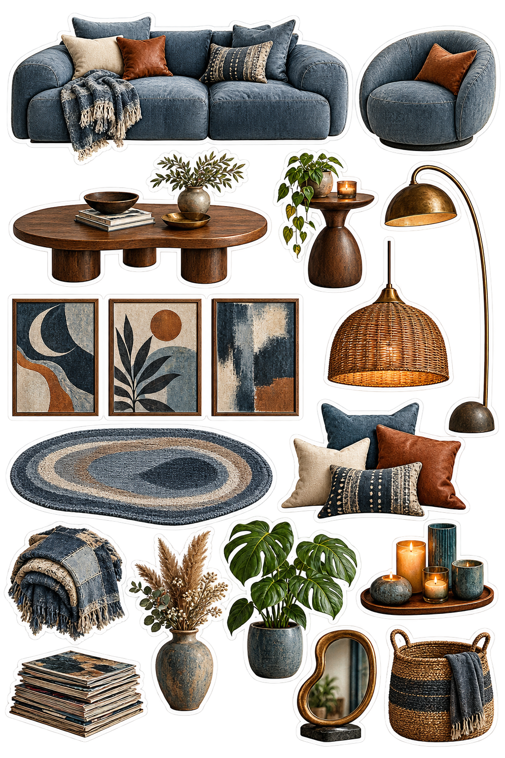 Slate Blue Neutral home decor sticker sheet