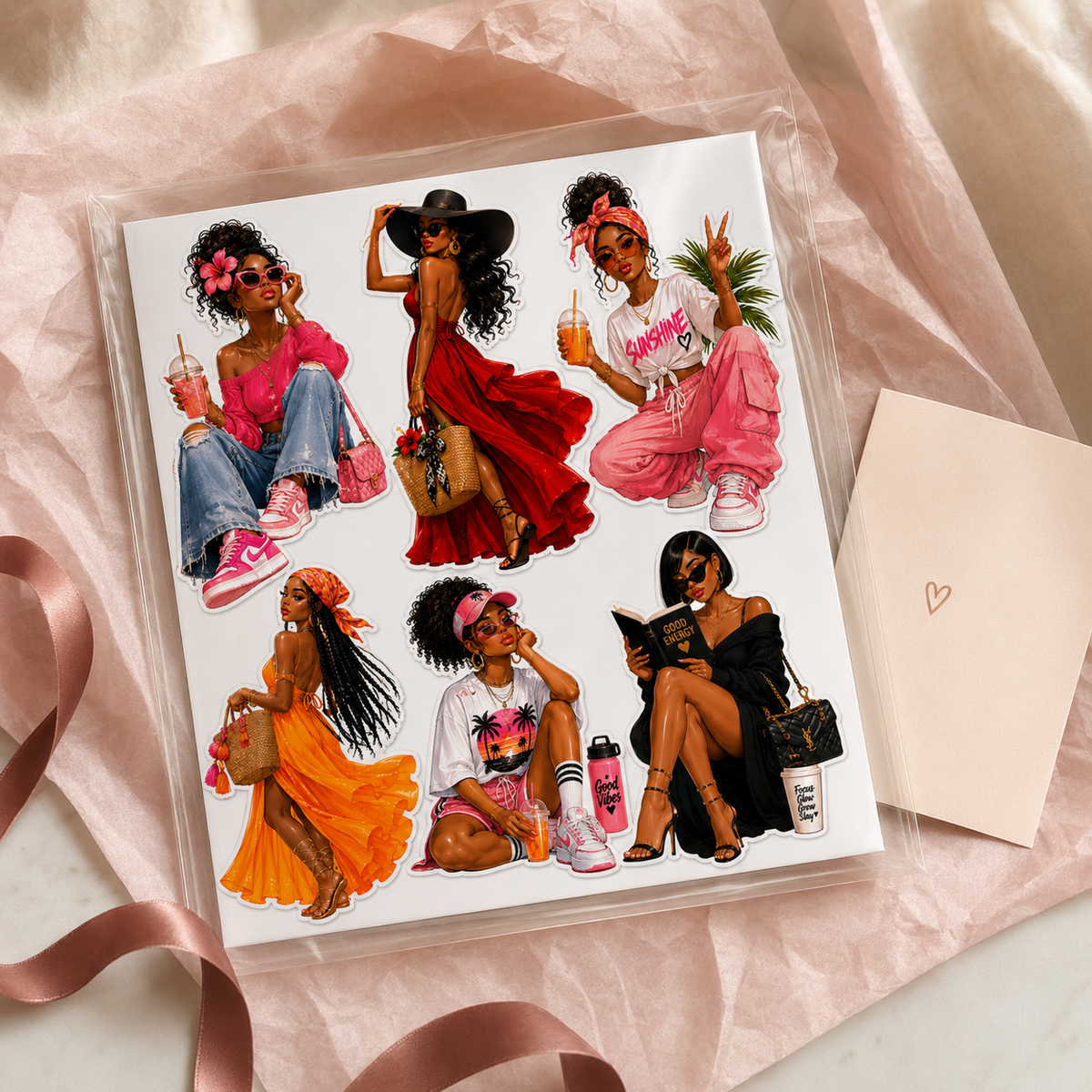Summer Glow sticker sheet presented in gift-ready protective packaging