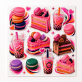 Sweet Treats and Boba sticker set full-sheet studio mockup