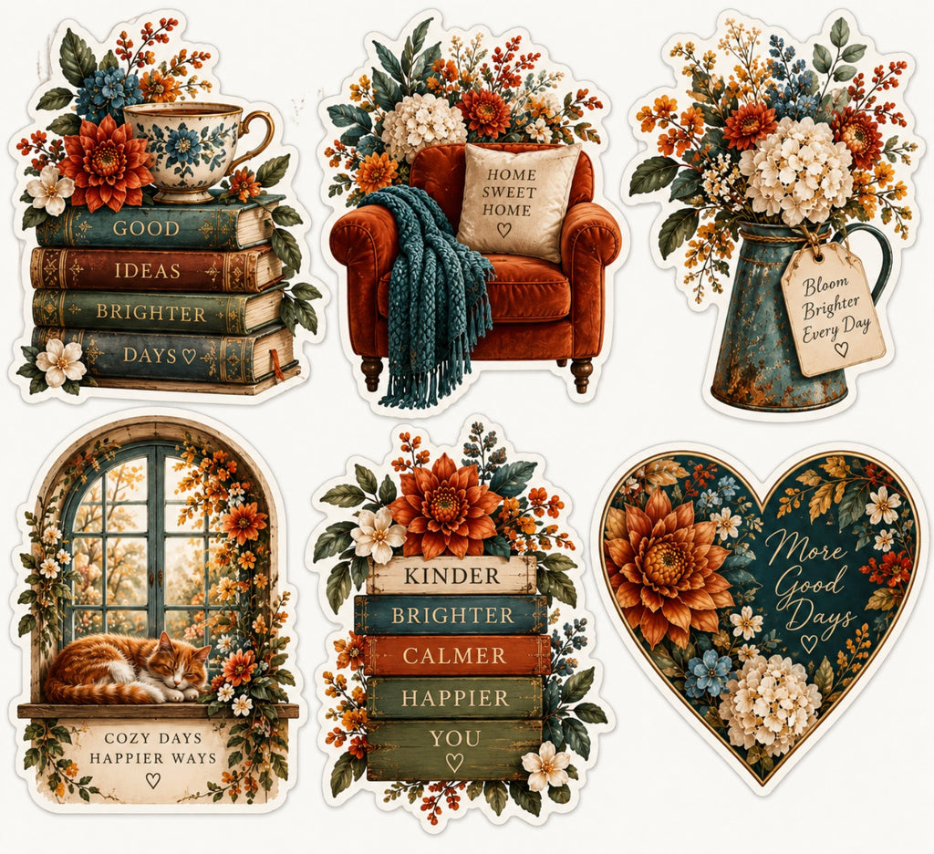 Original Velvet Garden six-design die-cut sticker artwork