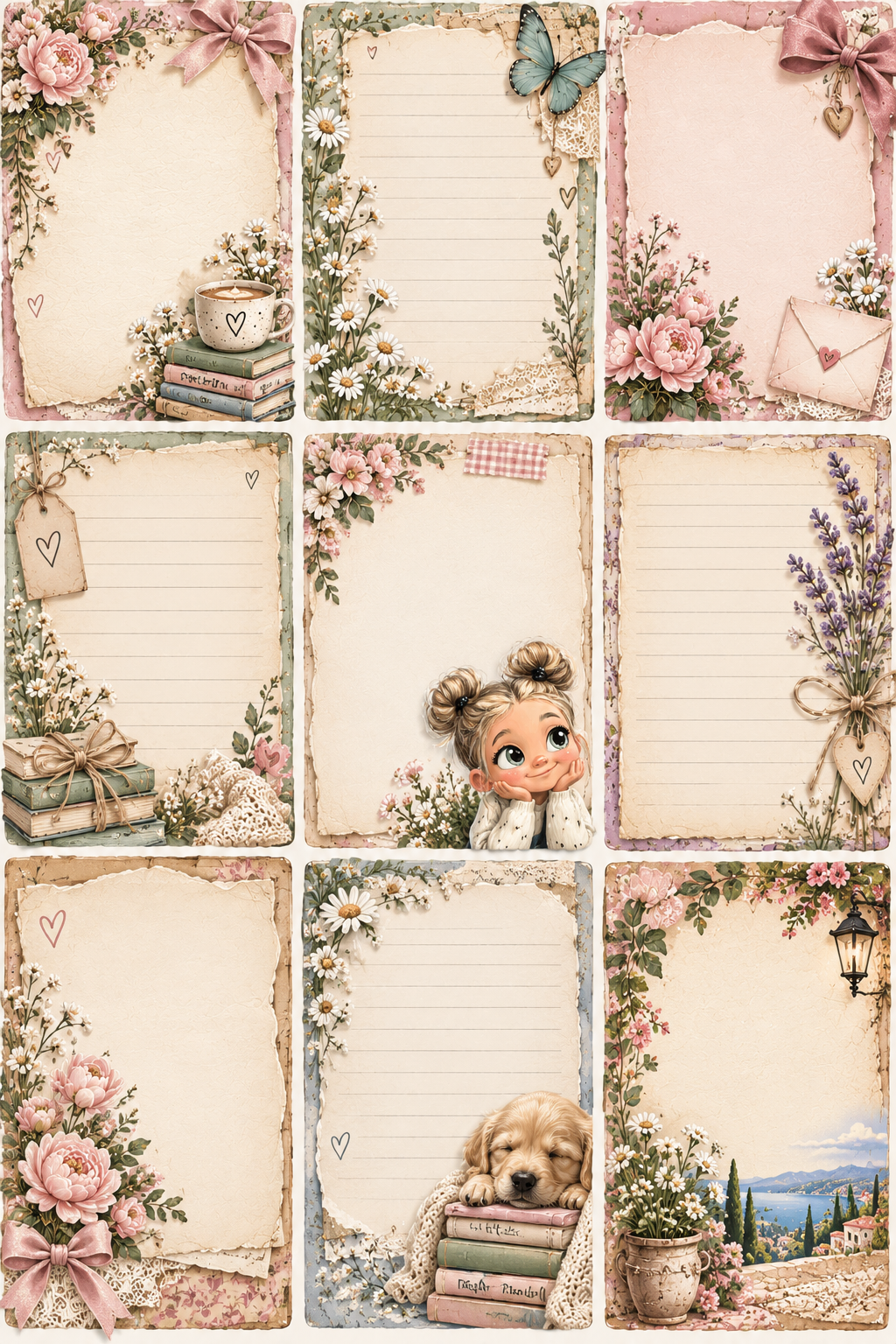 Whimsical Little Moments – Journal Page Sticker Sheets — Note Boxes printed sticker sheet