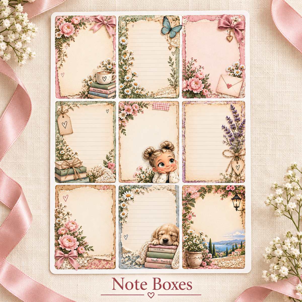 Whimsical Little Moments – Journal Page Sticker Sheets — Note Boxes design