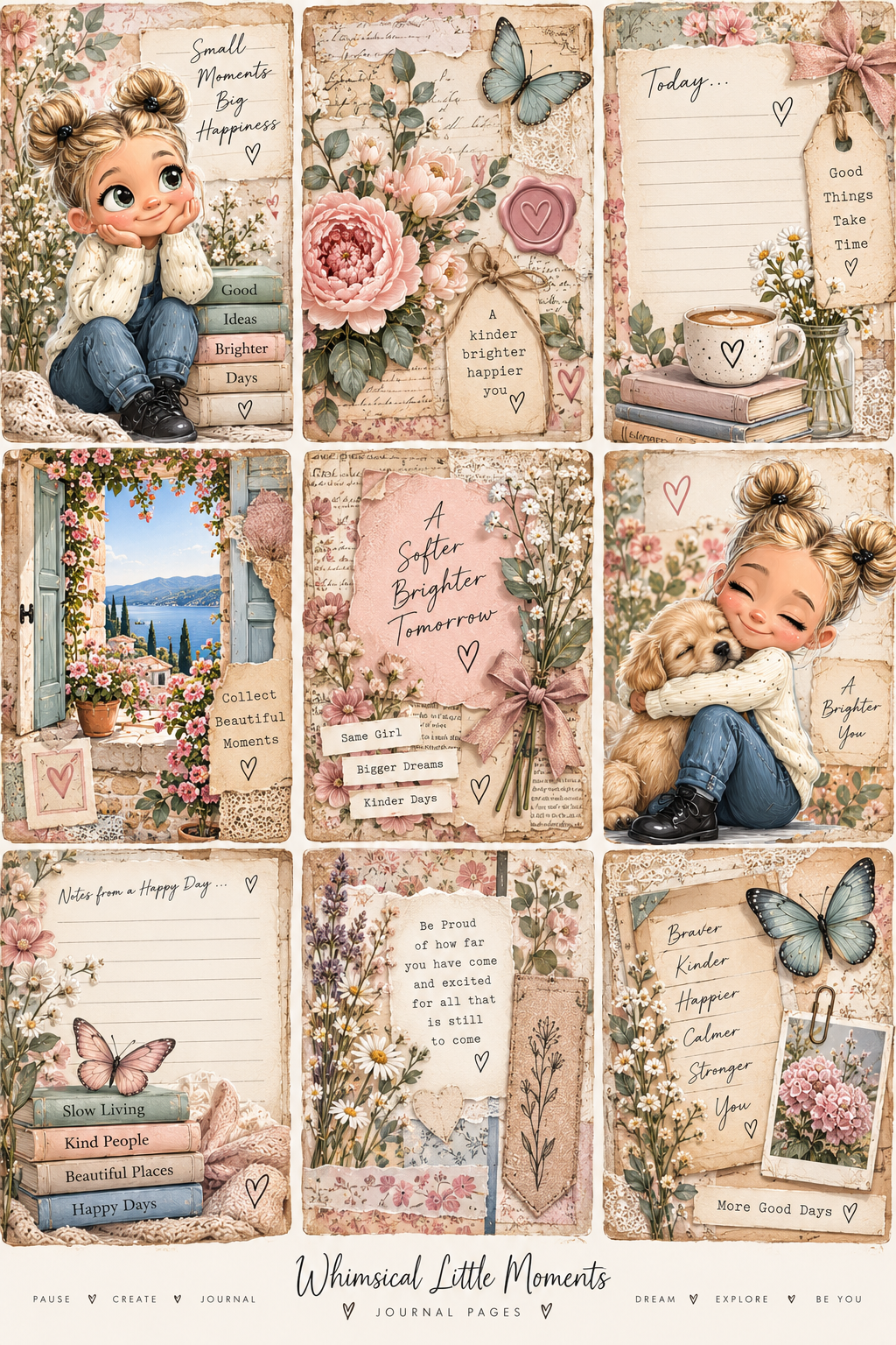 Whimsical Little Moments – Journal Page Sticker Sheets — Journal Pages printed sticker sheet