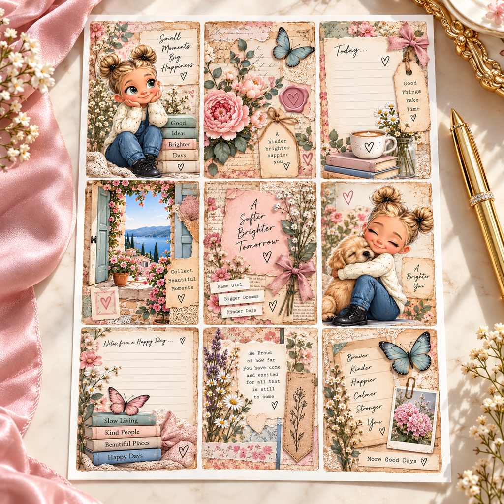 Whimsical Little Moments – Journal Page Sticker Sheets — hero sticker sheet lifestyle view